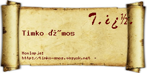 Timko Ámos névjegykártya
